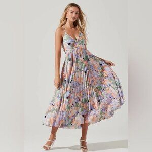 ASTR the Label Blythe Floral Plisse Midi Dress Size XS NEW Sundress